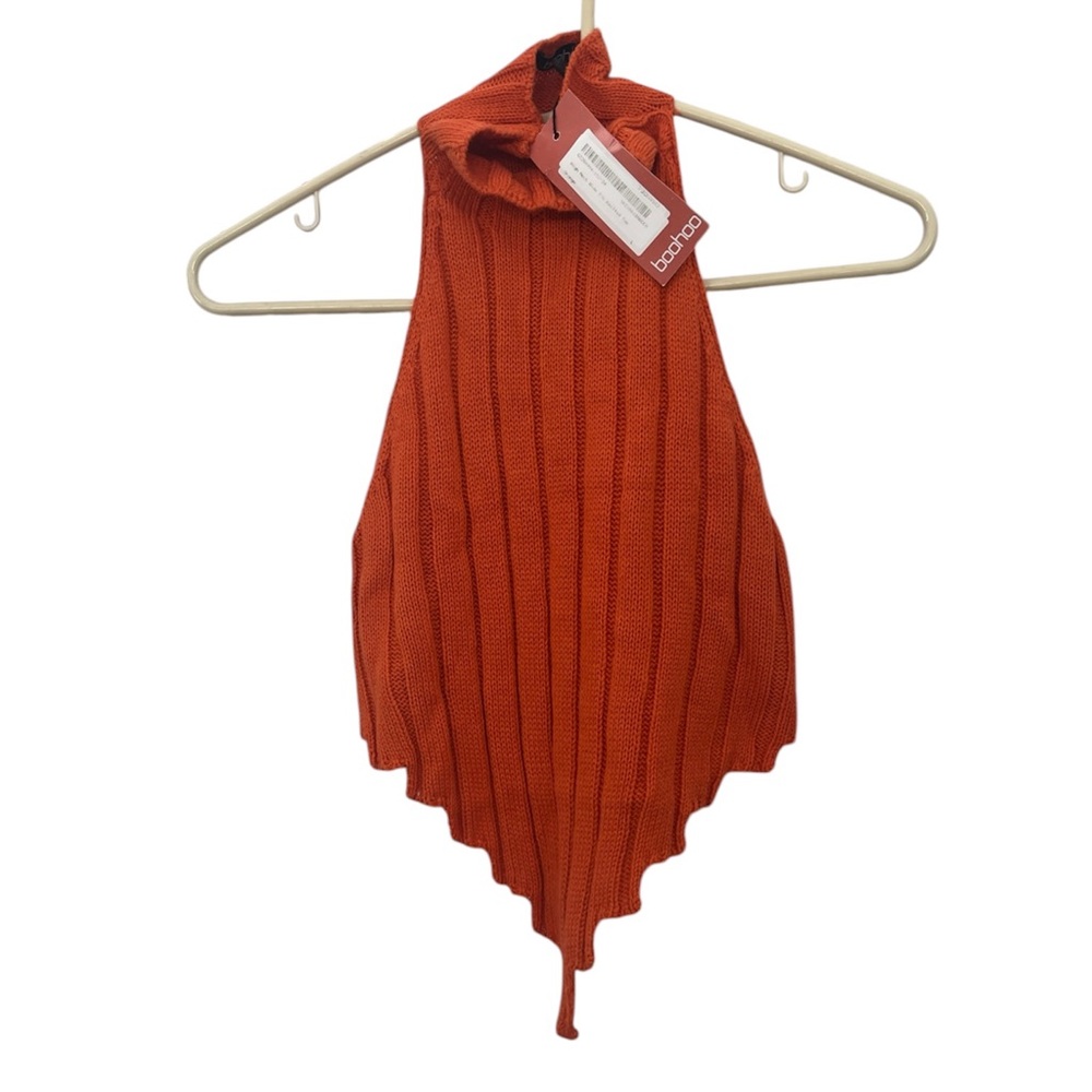 Women’s NWT Size L Boohoo‎ Asymmetrical Orange Sweater.